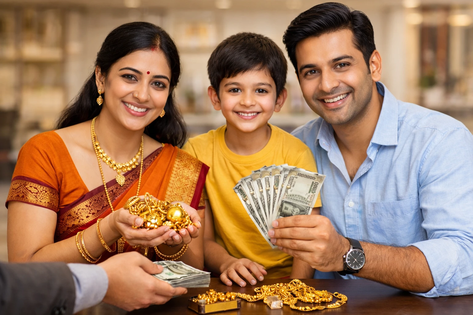 Customer receiving cash after gold evaluation at best gold buyer in Ahmedabad